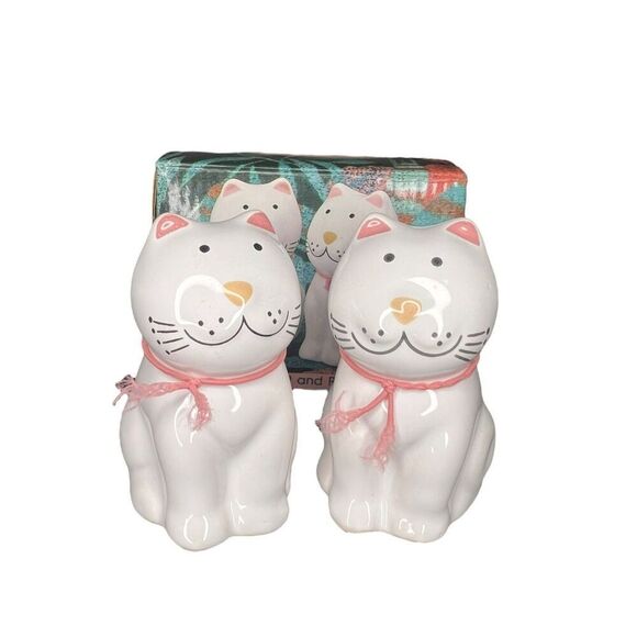 Vintage Mount Clemens Pottery Cozy Cats Salt & Pepper Shakers 80s Ceramic NEW - Picture 1 of 6